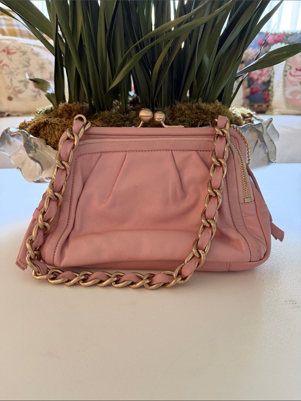 Coach Blush Pink Kiss-Lock Chain Shoulder Mini Bag